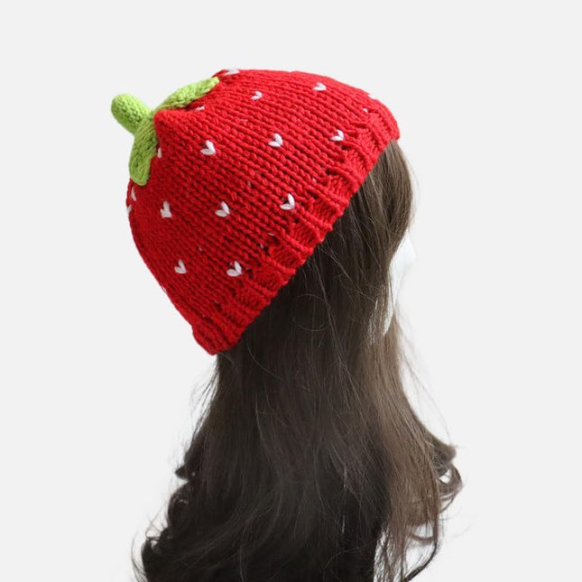 Y2k Beanie for Women Strawberry Crochet Hats Demon Beanies Cute Hat Grunge Emo Slouchy Warm Knitted Hats – product detail