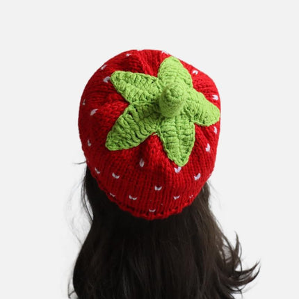 Y2k Beanie for Women Strawberry Crochet Hats Demon Beanies Cute Hat Grunge Emo Slouchy Warm Knitted Hats
