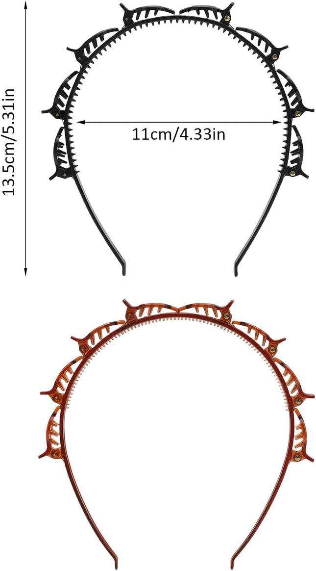 Double Bangs Hairstyle Hairpin 2 Pack Hairpin Headband Twist Clip Headband with Toothed Headband Braid – product detail