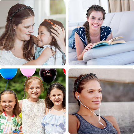 Double Bangs Hairstyle Hairpin,2 Pack Hairpin Headband Twist Clip Headband with Toothed Headband Braid Tool Hair Band With Clips for Girls Women Fashion Hair Accessories(Black and Brown)