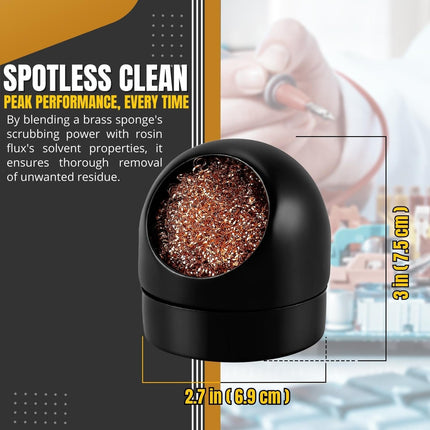 Solder Cleaner with Brass Wool Soldering Wire Sponge and Black, Dome-Shaped, Non-Slip Solder Sponge Tray Housing, Soldering Iron Tip Cleaner, No Water Needed