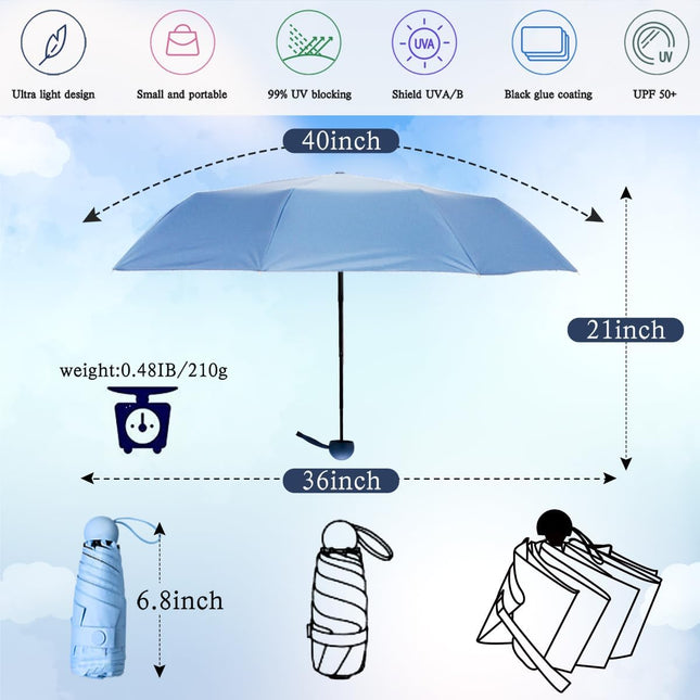 Travel Compact Rain Umbrella Lightweight Portable Folding Umbrella for Car Backpack Purse Men Women – product detail