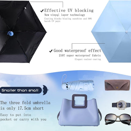 Travel Compact Rain Umbrella Lightweight Portable Folding Umbrella for Car Backpack Purse Men Women