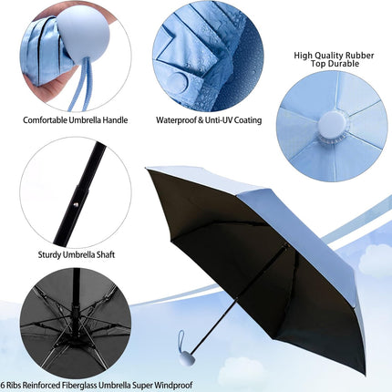 Travel Compact Rain Umbrella Lightweight Portable Folding Umbrella for Car Backpack Purse Men Women