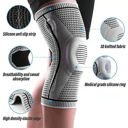 Flexa Knee Sleeve Elite - For Knee Pain | Compression Sleeve With Side Stabilizers, Arthritis & Injury Relief | Men & Women’S Knee Brace For Sports, Running & Meniscus Tears (2, Grey Medium)