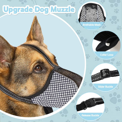Muzzle for Small Dogs with Adjustable Straps, Breathable Mesh Small Dog Muzzle for Biting Chewing Licking Grooming or Eating Everything, Reflective Tape Design, Lightweight and Portable (XS)