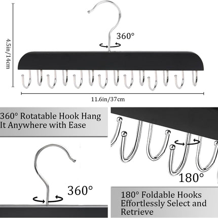 Belt Hanger Belt Organizer Tie Rack Tank Top Bra Hanger Tie Hanger Bra Organizer for Closet with 14 Hooks,Upgraded 360°Rotating,Space Saver for Underwear & Tie Storage 2pcs