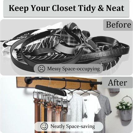 Belt Hanger Belt Organizer Tie Rack Tank Top Bra Hanger Tie Hanger Bra Organizer for Closet with 14 Hooks,Upgraded 360°Rotating,Space Saver for Underwear & Tie Storage 2pcs