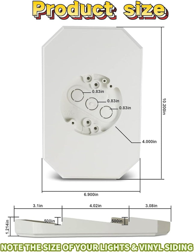 8141DBL Outdoor Mounting Plate kit with Built-in Electrical Box Outdoor Light Mount Kit for 1/2-inch Lap – product detail