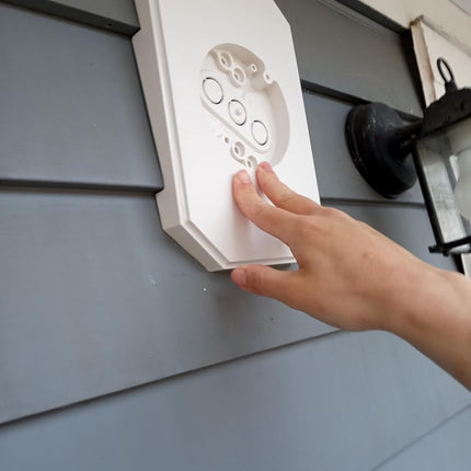 8141DBL Outdoor Mounting Plate kit with Built-in Electrical Box,Outdoor Light Mount Kit for 1/2-inch Lap Double and 4-inch Siding,Siding Light Mounting Block (White)