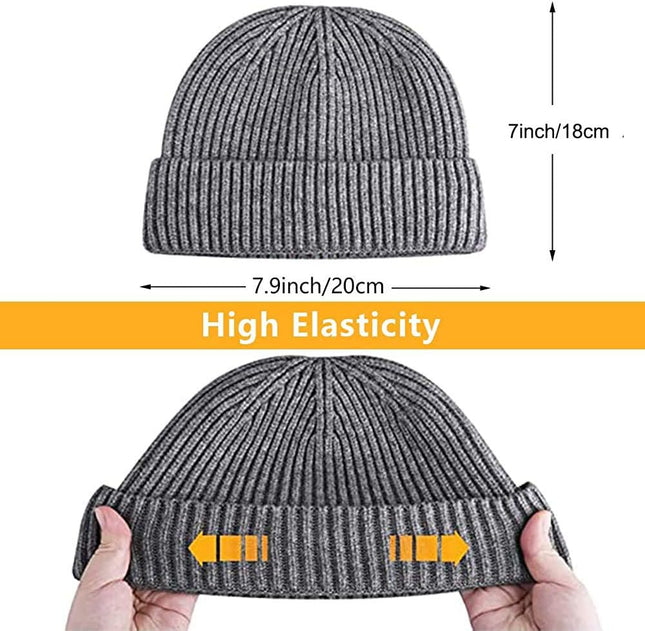 Trawler Beanie Watch Hat Roll up Edge Winter Warm Knit Caps Fisherman Unisex – product detail