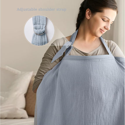 Nursing Cover for Breastfeeding, 100% Cotton Baby Car Seat Canopy & Stroller Cover with Adjustable Hoop, Lightweight & Breathable for Moms