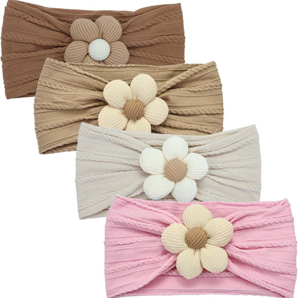 4 Pcs Baby Girls Nylon Headbands Baby Flower Headbands Soft Hairbands Hair Accessories for Newborn Infant Toddler Kids