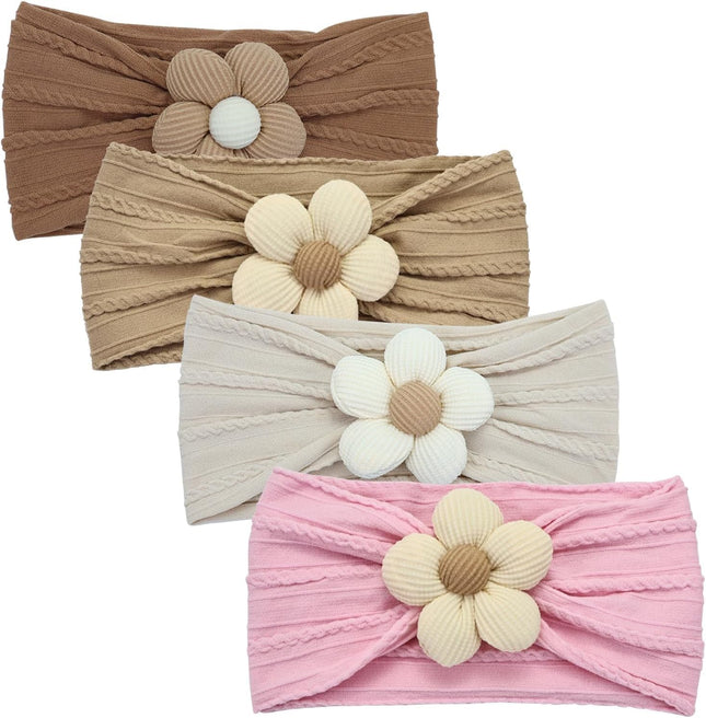4 Pcs Baby Girls Nylon Headbands Baby Flower Headbands Soft Hairbands Hair Accessories for Newborn Infant
