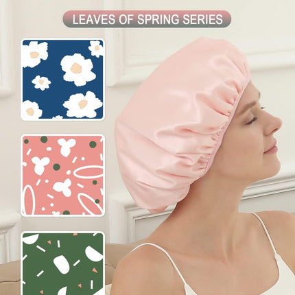 Terry Lined Shower Cap,Triple Layer Large Cap for Women,Shower Cap Reusable Waterproof,Long Thick Hair(Pink)