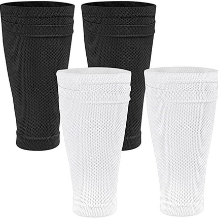 Shin Pads Sock, 2 Pairs Soccer Shin Guard Sock, Breathable Soccer Shin Guard Socks with Pockets, Shin Pads Holder