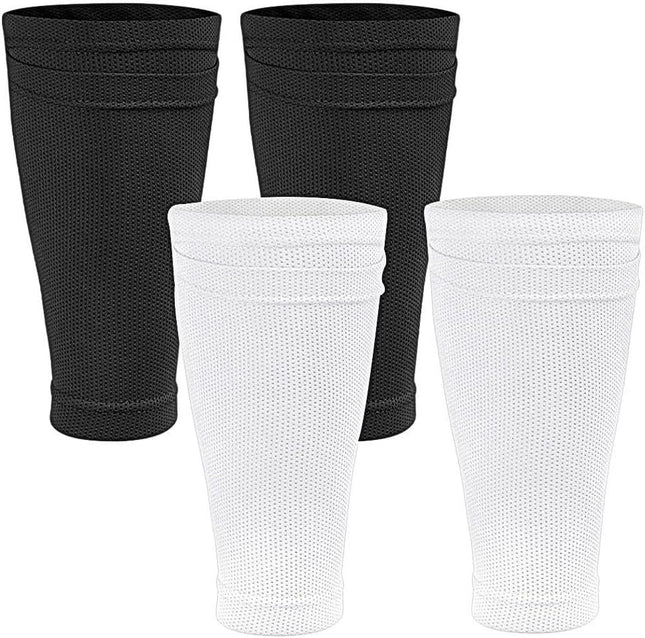 Shin Pads Sock 2 Pairs Soccer Shin Guard Sock Breathable Soccer Guard Socks with Pockets Pads