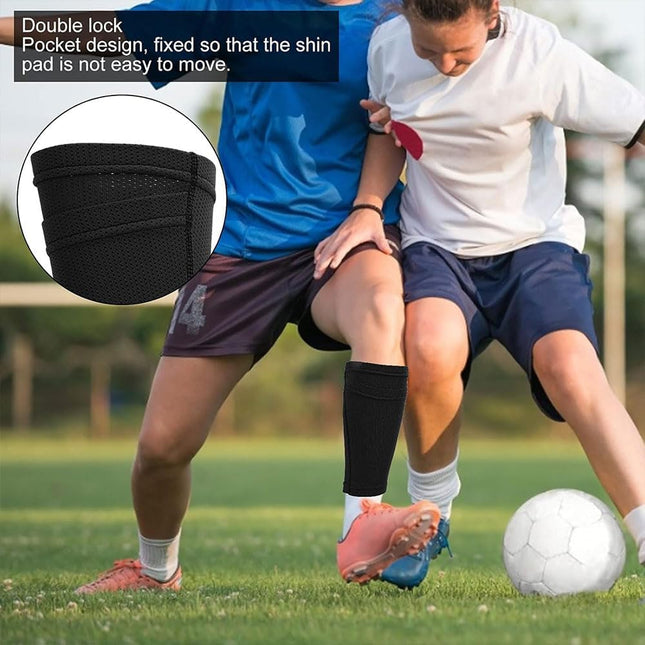 Shin Pads Sock 2 Pairs Soccer Shin Guard Sock Breathable Soccer Guard Socks with Pockets Pads – product detail