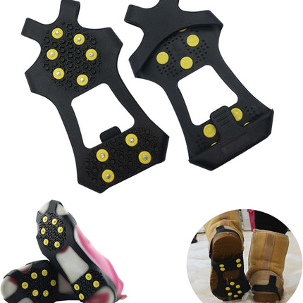 Ice Cleats Snow Traction Cleats Crampons for Shoe and Boots Non-Slip Overshoe for Walking on Snow and Ice Rubber Walking Cleats Anti Slip Crampons Slip-on Stretch Footwear