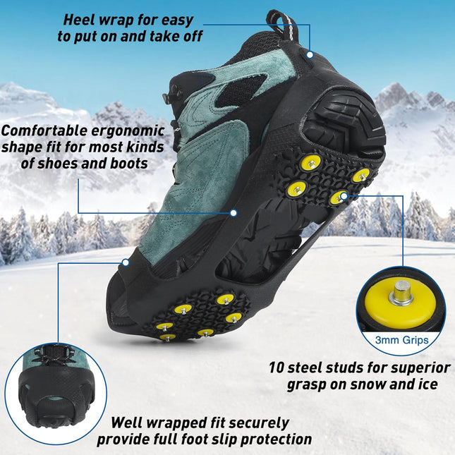 Ice Cleats Snow Traction Cleats Crampons for Shoe and Boots Non-Slip Overshoe for Walking on – product detail