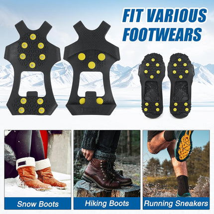 Ice Cleats Snow Traction Cleats Crampons for Shoe and Boots Non-Slip Overshoe for Walking on Snow and Ice Rubber Walking Cleats Anti Slip Crampons Slip-on Stretch Footwear