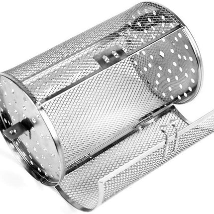 Rotisserie Basket for Oven & Grill - 360-Degree Rotating Stainless Steel with Door Opening Design, Perfect for Smoking Meat, Roasting Nuts, and BBQ Accessories