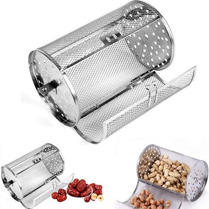 Rotisserie Basket for Oven & Grill - 360-Degree Rotating Stainless Steel with Door Opening Design, Perfect for Smoking Meat, Roasting Nuts, and BBQ Accessories