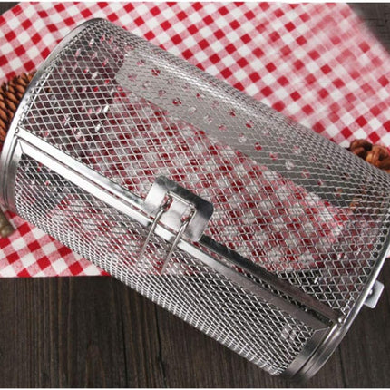 Rotisserie Basket for Oven & Grill - 360-Degree Rotating Stainless Steel with Door Opening Design, Perfect for Smoking Meat, Roasting Nuts, and BBQ Accessories
