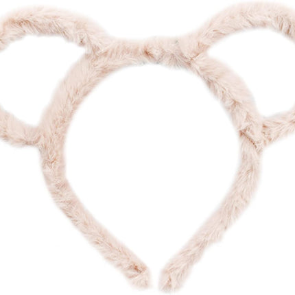 Women Winter Thick Plush Headband Round Bear Ears Makeup Hair Hoop Bandana Yellow