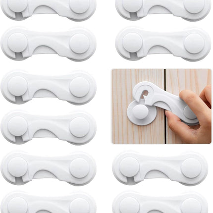 Child Safety Cabinet Locks 10 Pack Cabinet Door Locks with Adhesive for Baby Proof Childproof Safety Locks for Drawer Cupboards Fridge Closet and Pantry