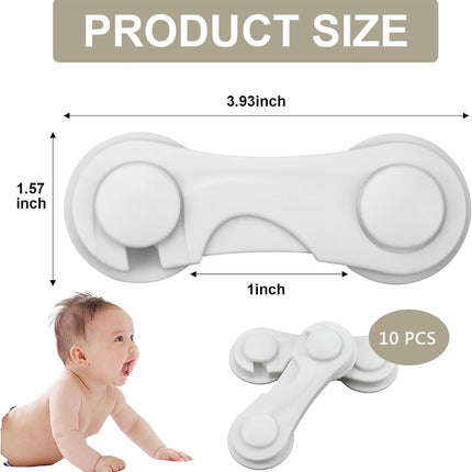 Child Safety Cabinet Locks 10 Pack Cabinet Door Locks with Adhesive for Baby Proof Childproof Safety Locks for Drawer Cupboards Fridge Closet and Pantry