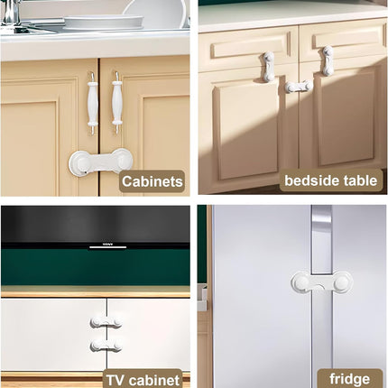 Child Safety Cabinet Locks 10 Pack Cabinet Door Locks with Adhesive for Baby Proof Childproof Safety Locks for Drawer Cupboards Fridge Closet and Pantry