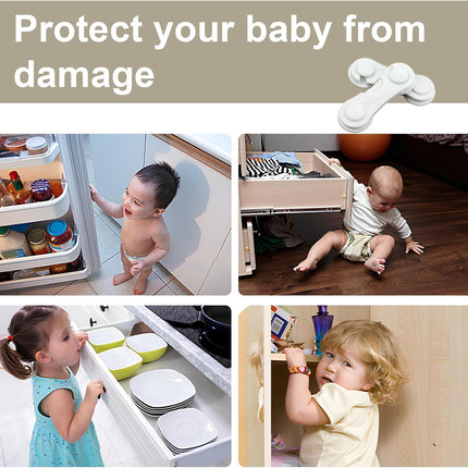 Child Safety Cabinet Locks 10 Pack Cabinet Door Locks with Adhesive for Baby Proof Childproof Safety Locks for Drawer Cupboards Fridge Closet and Pantry