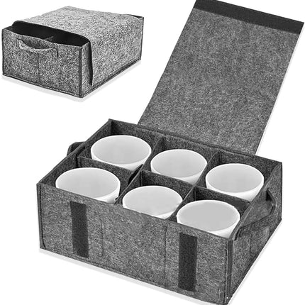 Camping Tableware Storage Felt Bag with Dividers, Motorhome Cupboard Storage Kitchen Accessorie Dinnerware Storage Bag for Motorhome, Caravan, Mobile Home, Camping, Kitchen (B)