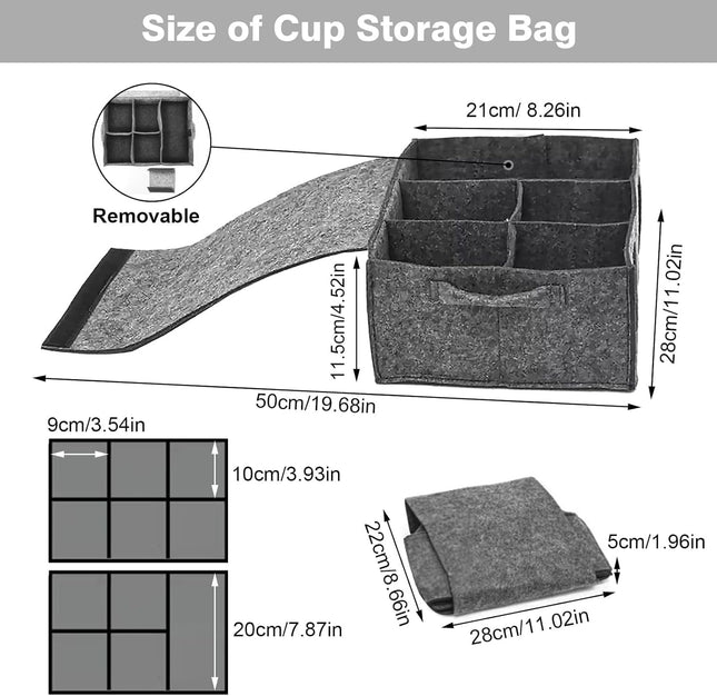 Camping Tableware Storage Felt Bag with Dividers Motorhome Cupboard Storage Kitchen Accessorie – product detail