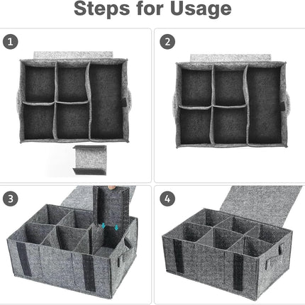 Camping Tableware Storage Felt Bag with Dividers, Motorhome Cupboard Storage Kitchen Accessorie Dinnerware Storage Bag for Motorhome, Caravan, Mobile Home, Camping, Kitchen (B)