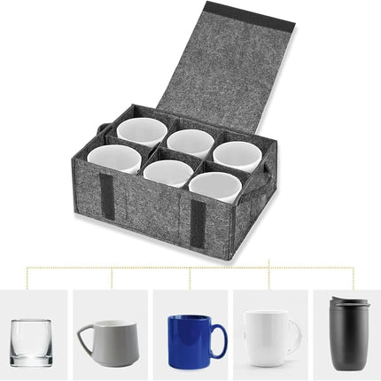 Camping Tableware Storage Felt Bag with Dividers, Motorhome Cupboard Storage Kitchen Accessorie Dinnerware Storage Bag for Motorhome, Caravan, Mobile Home, Camping, Kitchen (B)