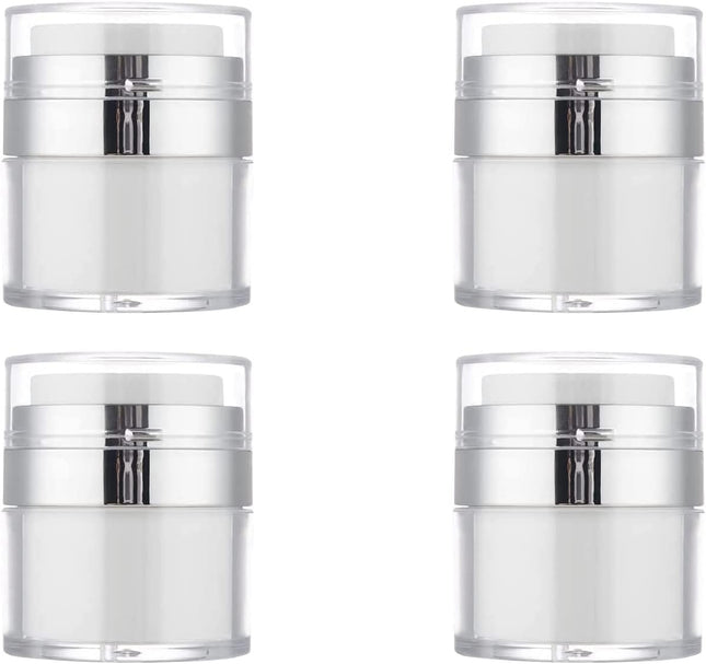 4Pack Empty Airless Pump Jar Portable Refillable Travel Size Cream Jar Vacuum Bottle Lotion Jar with
