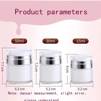4Pack Empty Airless Pump Jar Portable Refillable Travel Size Cream Jar Vacuum Bottle Lotion Jar with Pump Lid for Skincare Cream, White, Vacuum with Lid Can Refill Cosmetics (100ml)
