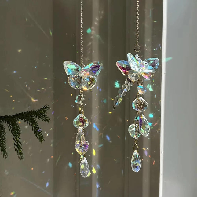 Crystal Butterfly Sun Catcher Window Hanging Decoration Rainbow Maker Car Mirror Hanging Accessories Rear