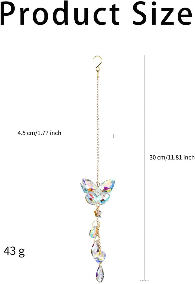 Crystal Butterfly Sun Catcher Window Hanging Decoration Rainbow Maker Car Mirror Hanging Accessories Rear – product detail