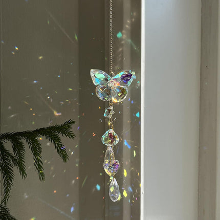 Crystal Butterfly Sun Catcher Window Hanging Decoration Rainbow Maker, Car Mirror Hanging Accessories, Rear View Mirror Hanging Décor