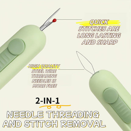 3 Pcs 3 in 1 Automatic Needle Threaders and Seam Ripper with Stainless Steel Blade for Hand Sewing, Knitting, Embroidery, Multifunctional Sewing Tool for Crafts Quilting Supplies (Green&Gray& Cream)