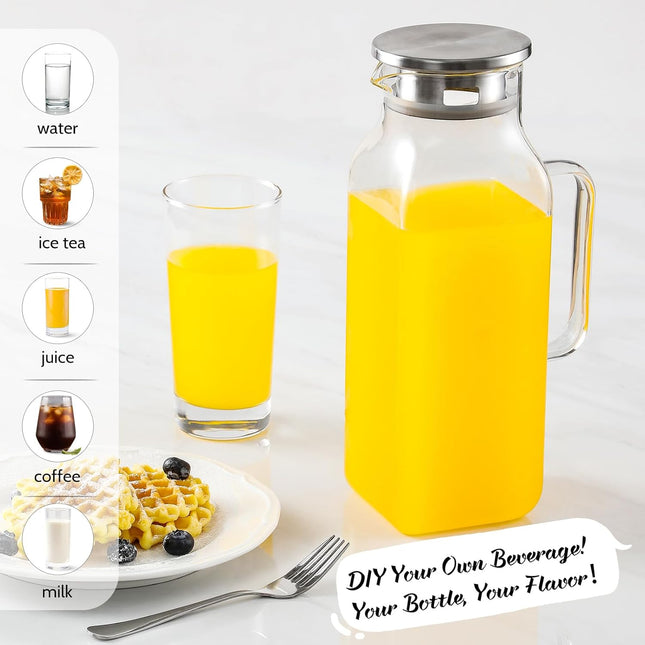 2 Quart (2 Liter 68 oz) Square Glass Pitcher with Lid and Spout Water Pitchers – product detail