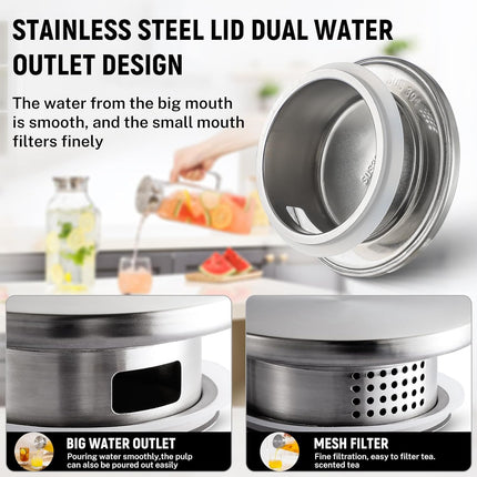 2 Quart (2 Liter 68 oz) Square Glass Pitcher with Lid and Spout, Water Pitchers Handle for Fridge, Borosilicate Carafe Hot/Cold Drink, Large Jug Iced Tea, Coffee,Juice,Milk,Beverage Clear 67.6 Ounces