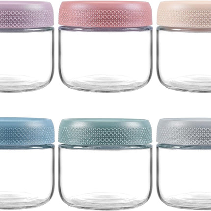 6-pack 8oz Glass jars with Airtight Lids, Overnight Oats Containers Wide mouth Mason Salad jars, Food Storage for Snacks Yogurt Spice Sugar -