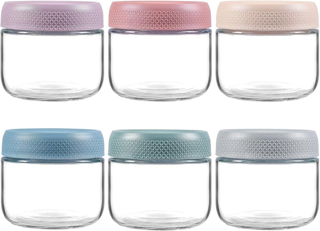 6-pack 8oz Glass jars with Airtight Lids Overnight Oats Containers Wide mouth Mason Salad jars Food Storage