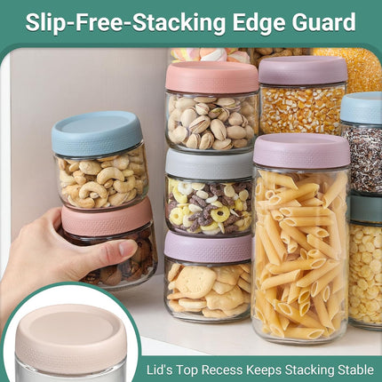6-pack 8oz Glass jars with Airtight Lids, Overnight Oats Containers Wide mouth Mason Salad jars, Food Storage for Snacks Yogurt Spice Sugar -
