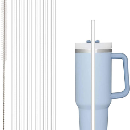 Replacement Straw Compatible with Stanley 40 oz 30 Cup Tumbler, 6 Pack Reusable Cleaning Brush, Plastic, Clear Straw*6 For 40oz/30oz