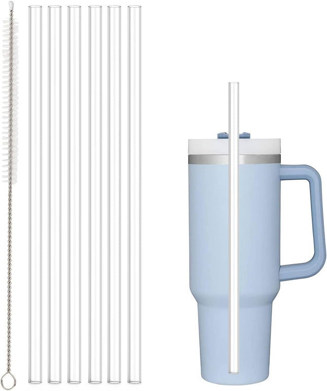 Replacement Straw Compatible with Stanley 40 oz 30 Cup Tumbler 6 Pack Reusable Cleaning Brush Plastic Clear
